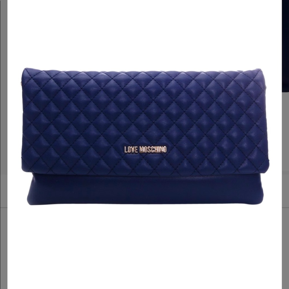 LOVE MOSCHINO Blue Quilted Leather Crossbody Bag, new with tags